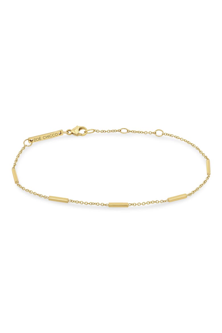 Tiny Bar Station 14K Gold Bracelet, Main, color, 14KYG