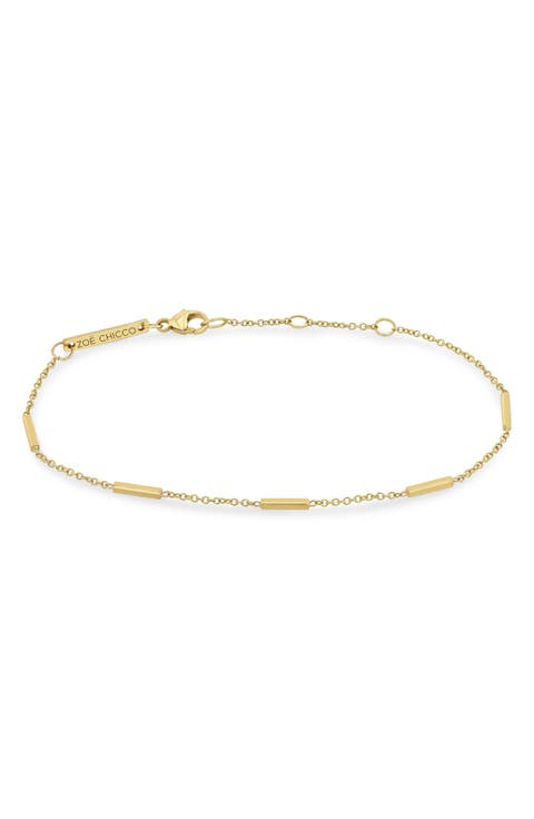 Tiny Bar Station 14K Gold Bracelet