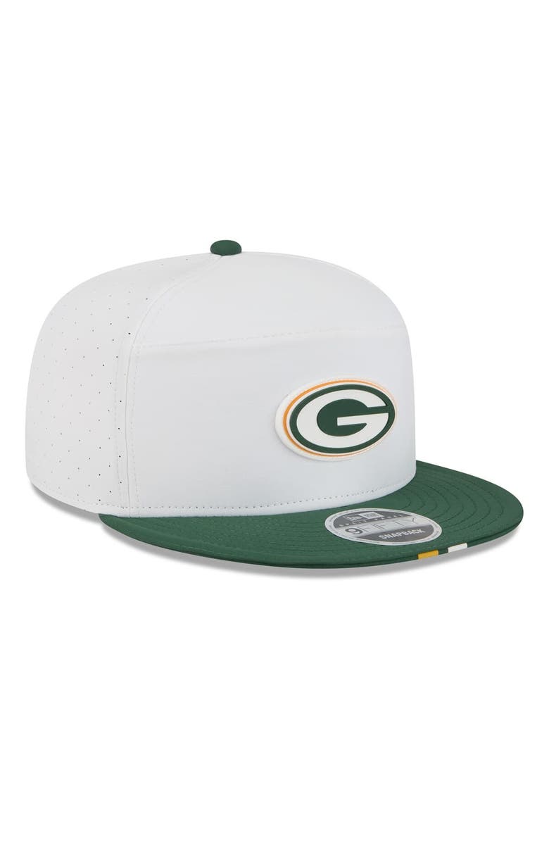 New Era Men's New Era White/Green Green Bay Packers 2025 NFL Training Camp Split Panel 9FIFTY Snapback Hat, Alternate, color, White