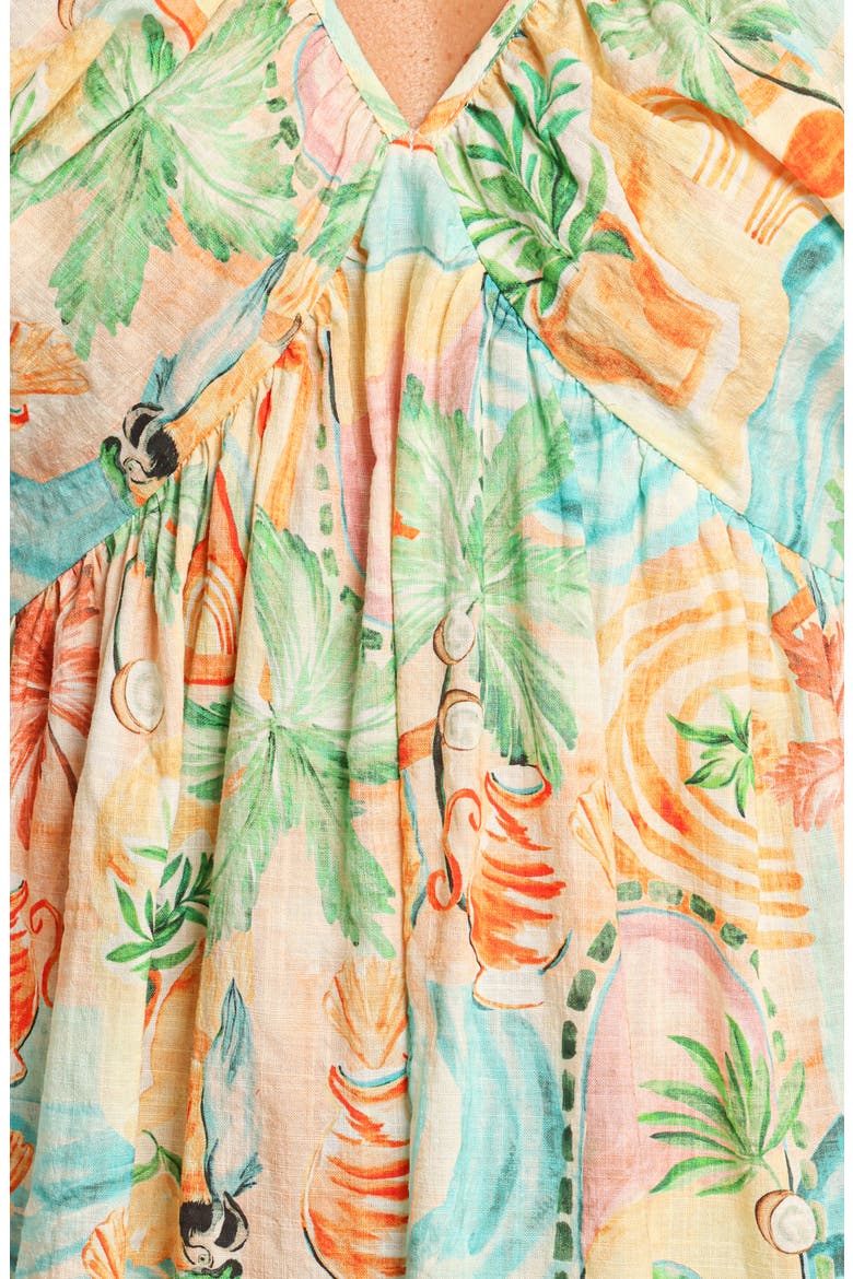 Cadhla Print Cotton Blend Minidress, Alternate, color, GOLDEN PALM