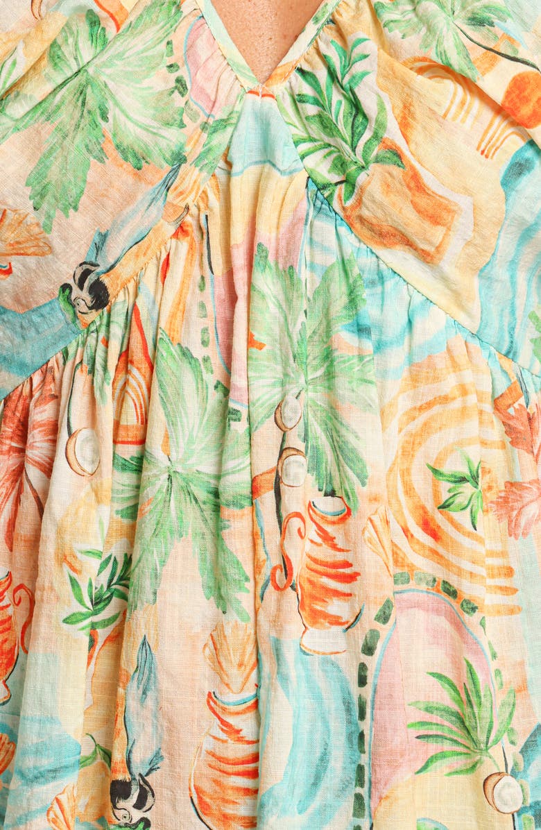 Petal & Pup Cadhla Print Cotton Blend Minidress, Alternate, color, Golden Palm