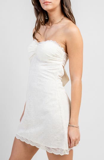 Strapless Tie Back Lace Minidress