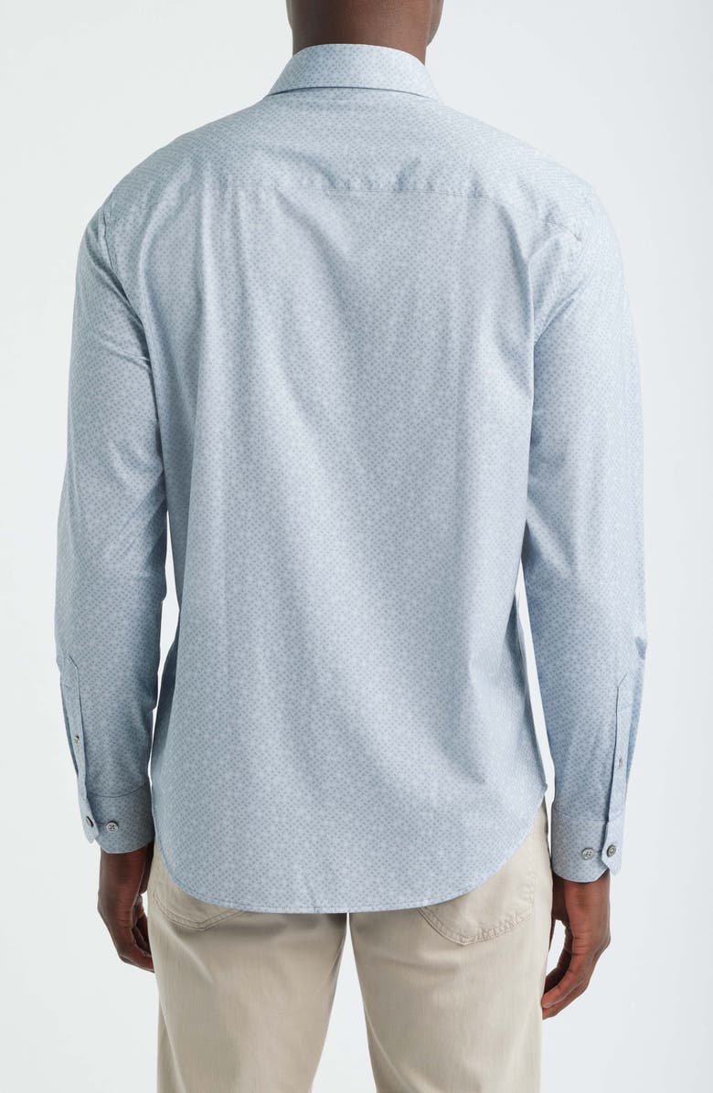 Bugatchi Jimmy OoohCotton<sup>®</sup> Geo Print Button-Up Shirt, Alternate, color, Platinum
