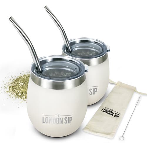 London Sip Yerba Mate Cup Set 8oz In White