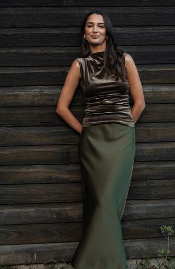 Nellie Satin Midi Skirt