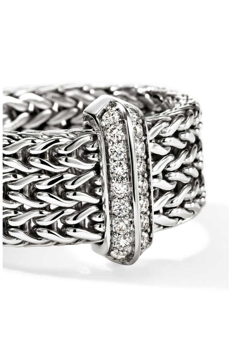 Icon Link Ring with Diamonds, Alternate, color, SILVER