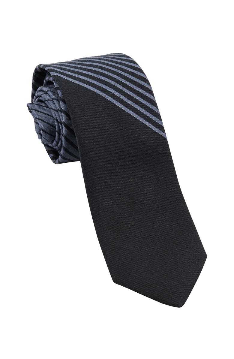 Brooklyn Brigade Men's Variegated Stripe Cotton Tie, Alternate, color, Black/Grey