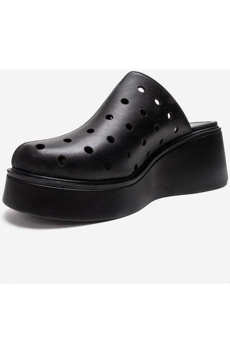 Forever & Always Shoes Nives Leather Wedge Sandal, Alternate, color, Black