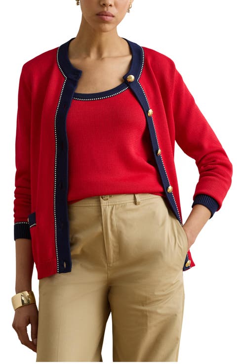 Two-Tone Trim Cardigan