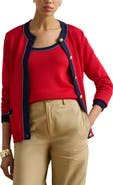 Lauren Ralph Lauren Two-Tone Trim Cardigan