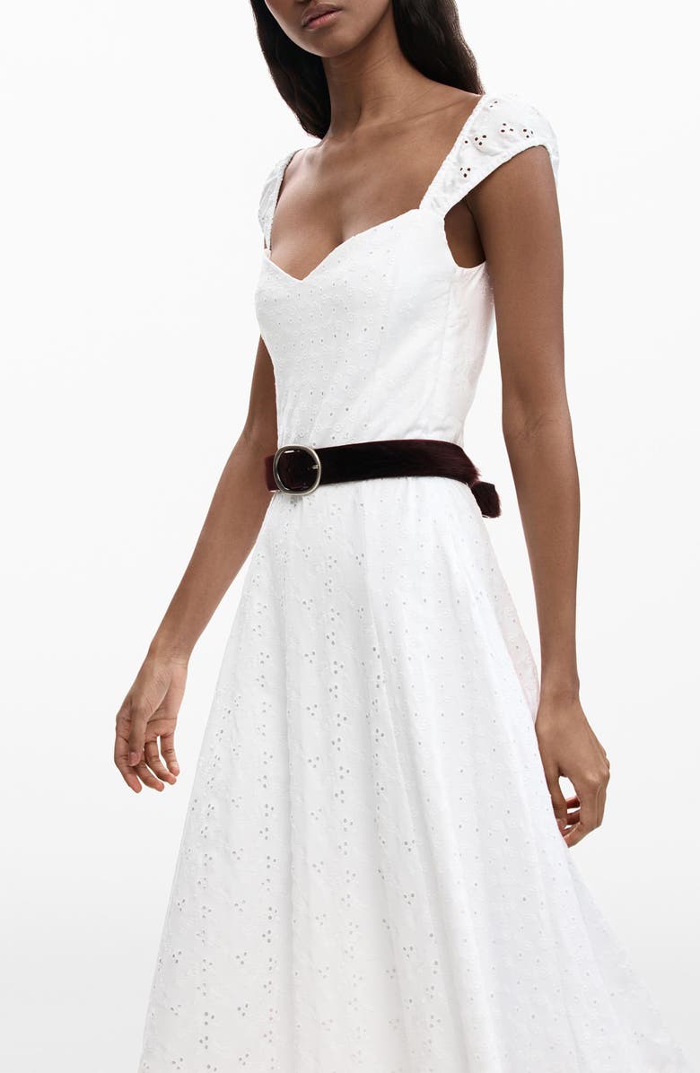 Desigual Cotton Eyelet Midi Dress, Alternate, color,