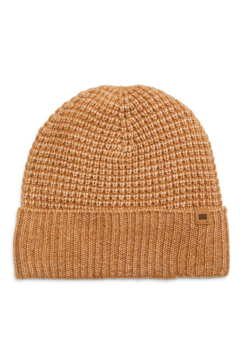Waffle Cuff Beanie, Main, color, CHESTNUT