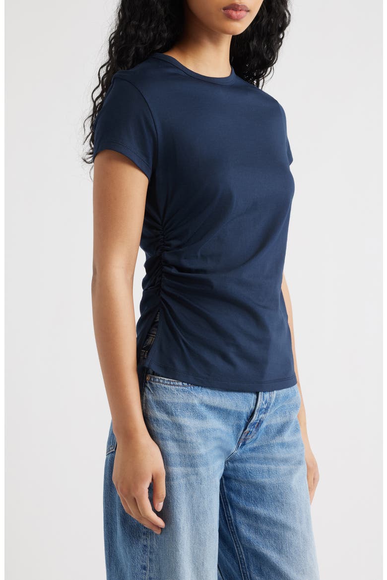 Asymmetric Ruched Jersey T-Shirt, Alternate, color, CLASSIC NAVY