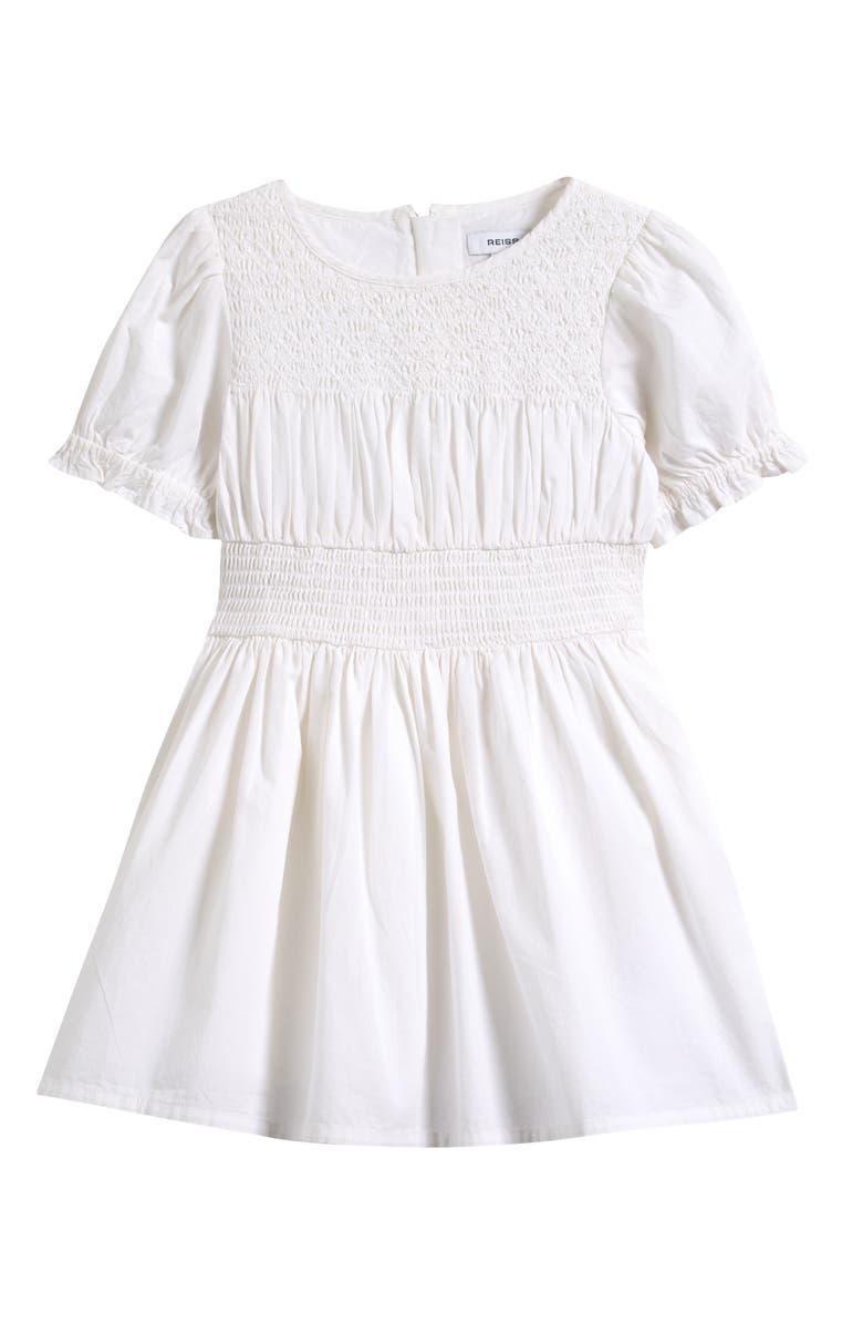Reiss Kids' Amber Smocked Cotton Dress, Main, color, White
