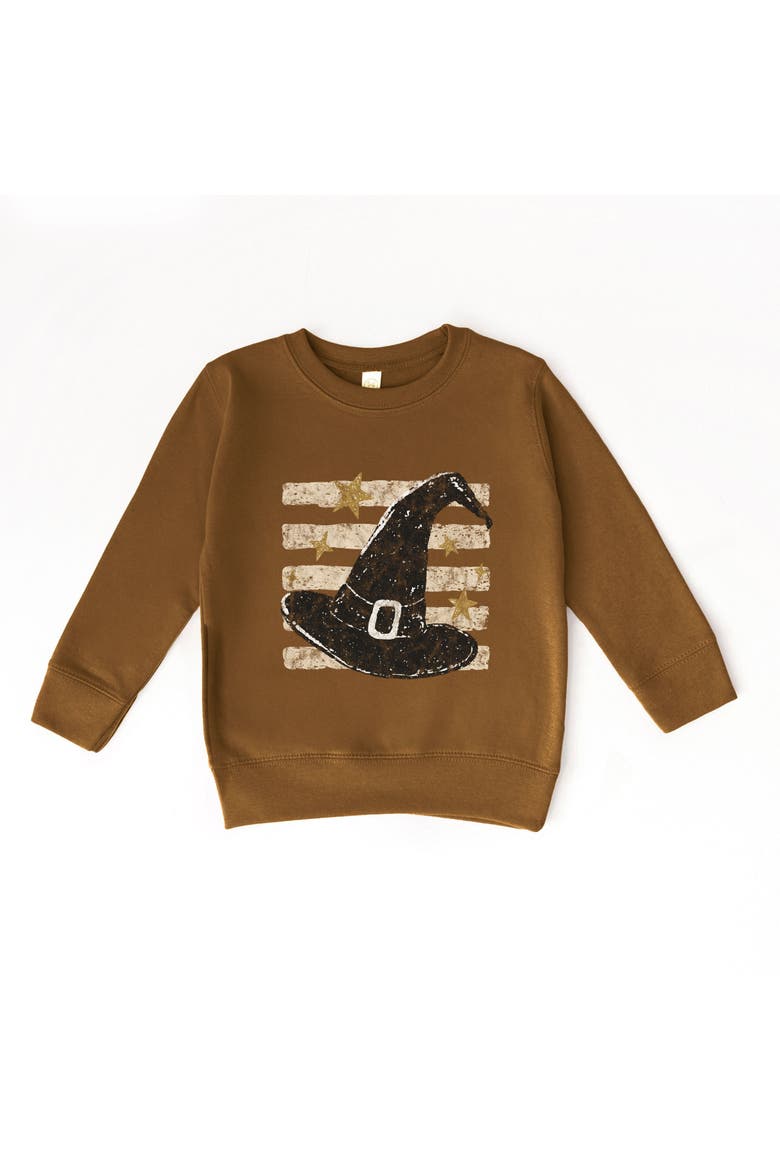 Witch Hat Stripes Toddler Graphic Sweatshirt, Alternate, color, Camel