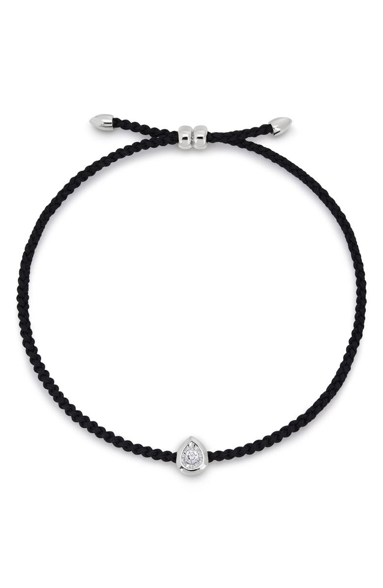 Monica Vinader Pear Set Lab Grown Diamond Cord Bracelet, Main, color, Sterling Silver / Diamond
