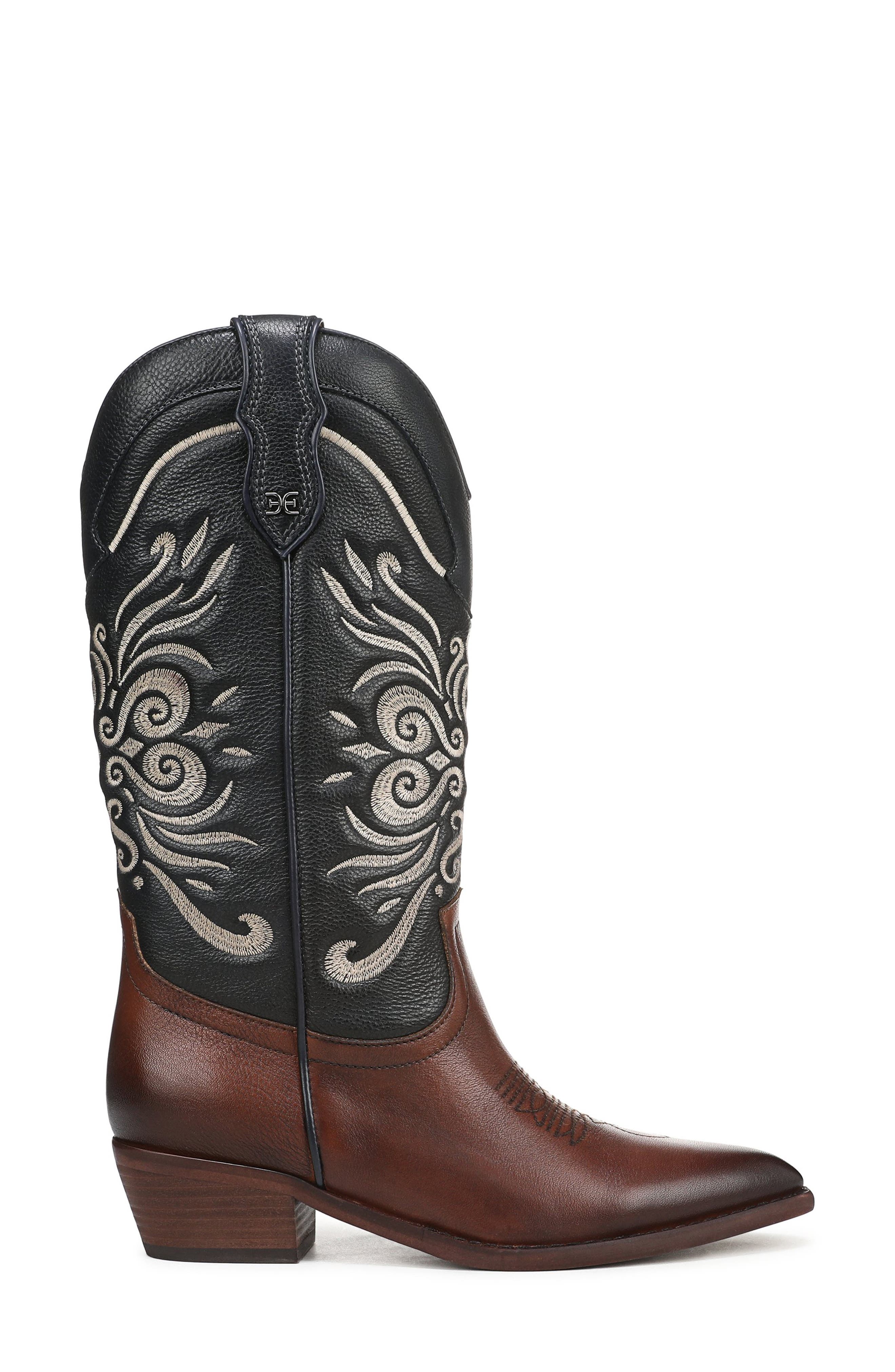 Sam Edelman Robbie Western Boot, Alternate, color, Luxe Brown/ Midnight Blue