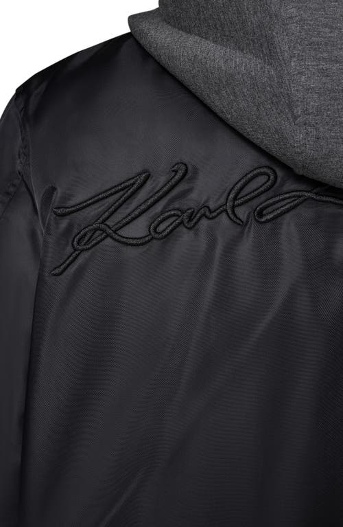Karl Lagerfeld Paris Full Zip Bomber Jacket In Black