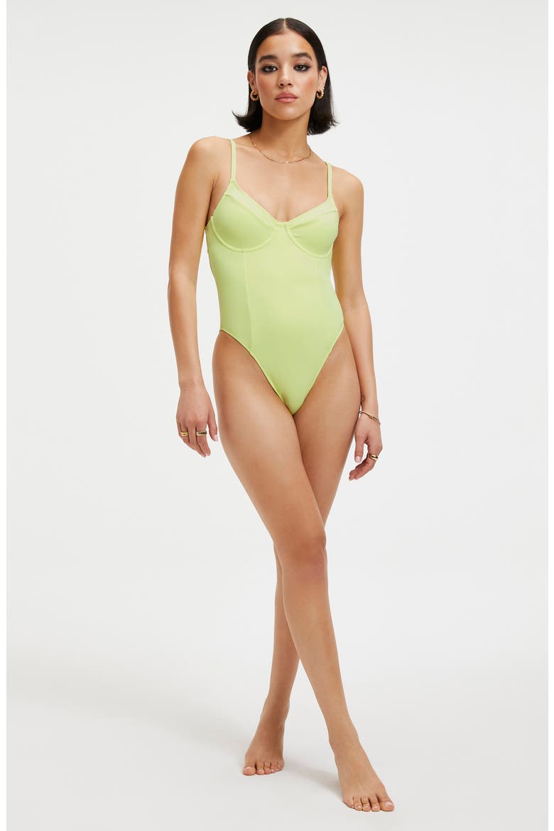 Scuba Knit Show Off One-Piece Swimsuit, Alternate, color, KEY LIME