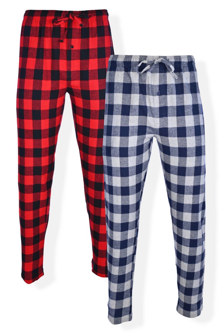 2-Pack Flannel Sleep Pants, Main, color, GREY/ BLUE PLAID