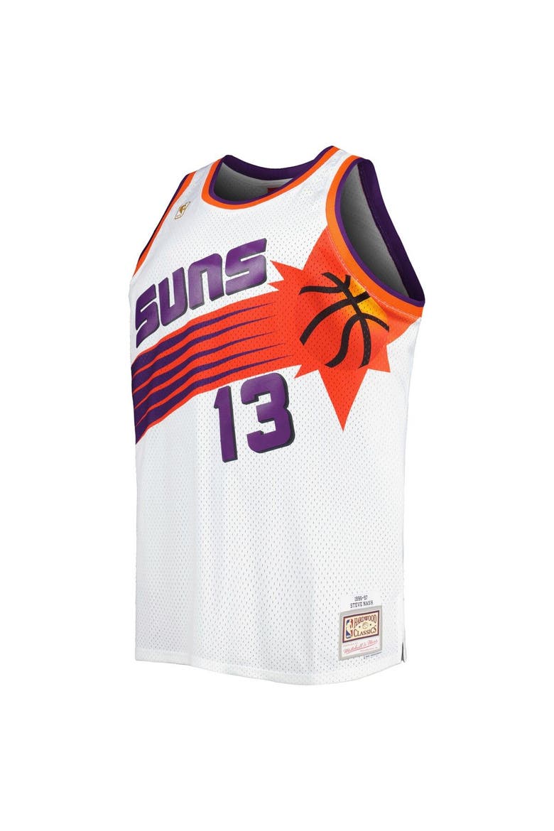 Men's Mitchell & Ness Steve Nash White Phoenix Suns Big & Tall Hardwood Classics 1996/97 Swingman Jersey, Alternate, color, White
