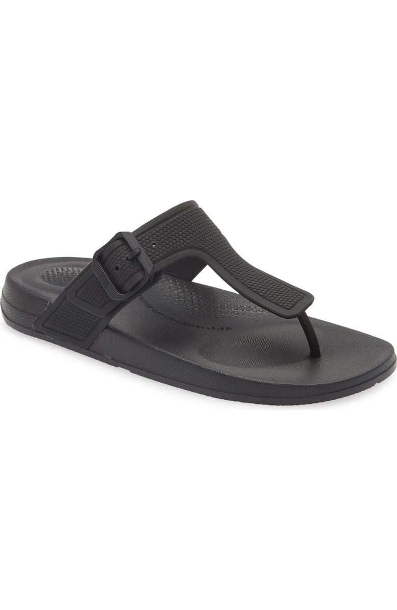 FitFlop iQushion Buckle Flip Flop, Main, color, All Black