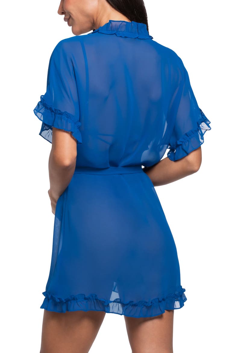 Rosemary Lace Trim Short Sleeve Chiffon Wrap, Alternate, color, NAVY