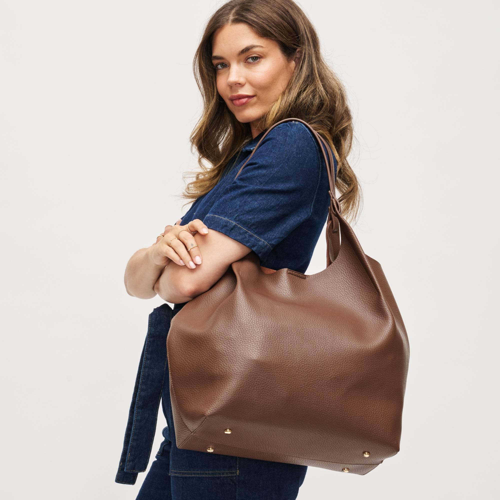 URBAN EXPRESSIONS HANDBAGS Maeve Tote, Alternate, color, Chocolate