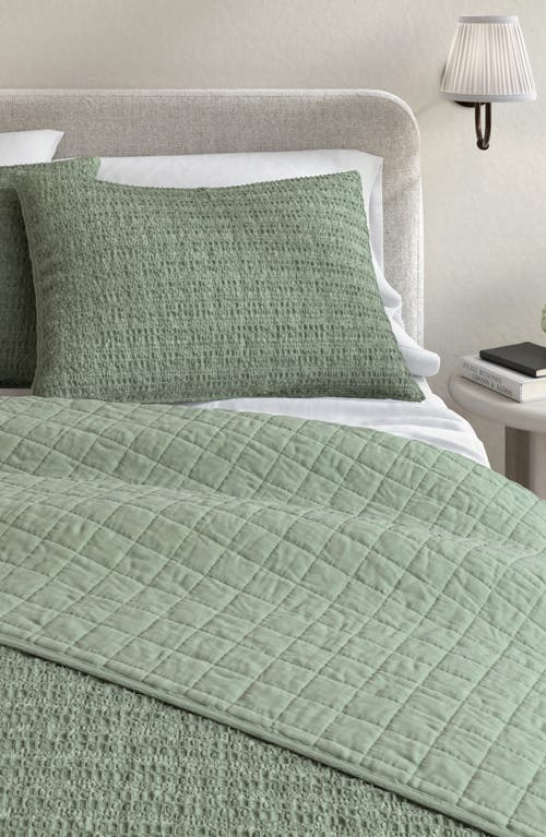 Woven & Weft Waffle Weave 3-piece Quilt Set In Green