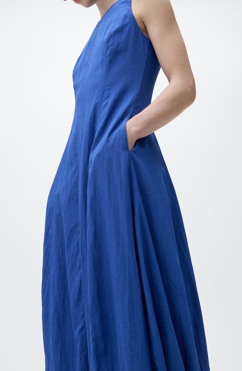 MANGO Sleeveless Bubble Hem Midi Dress, Alternate, color, Blue
