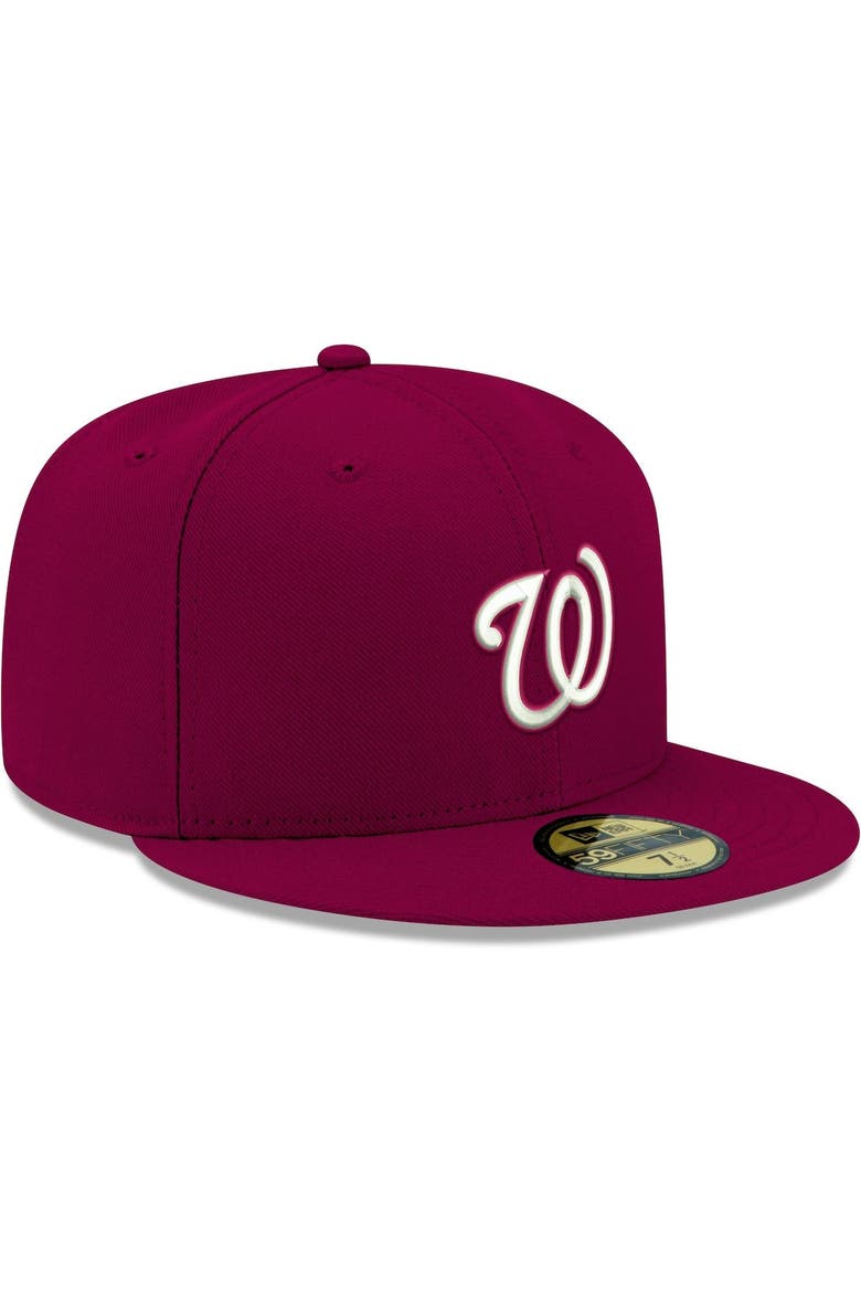 Men's New Era Cardinal Washington Nationals White Logo 59FIFTY Fitted Hat, Alternate, color, Cardinal