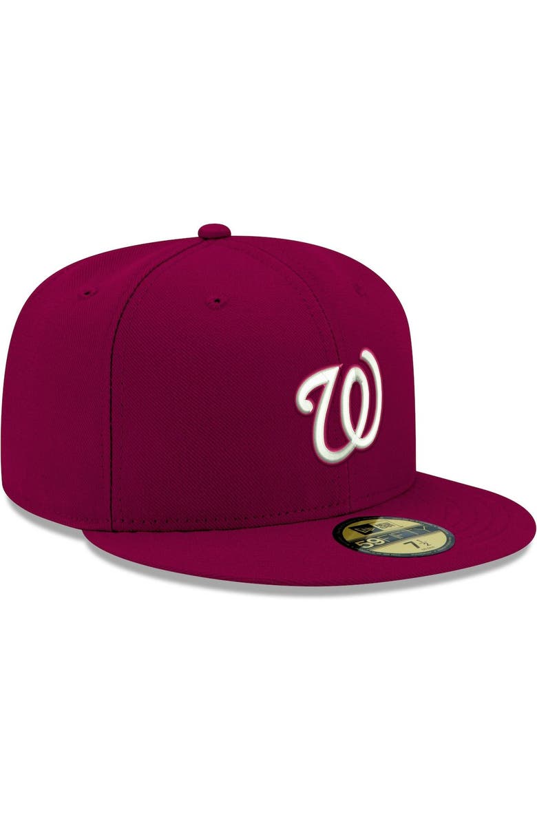 New Era Men's New Era Cardinal Washington Nationals White Logo 59FIFTY Fitted Hat, Alternate, color, Cardinal