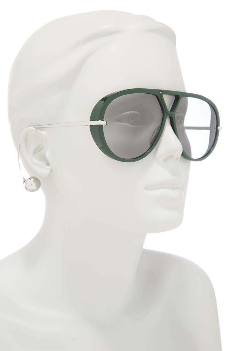 Bottega Veneta Drop 63mm Aviator Sunglasses, Alternate, color, Green