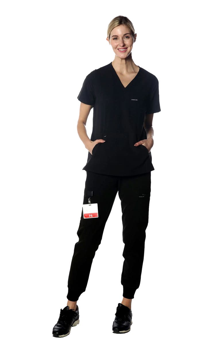 Members Only Cordoba 5-Pocket Scrub Top, Alternate, color, Black