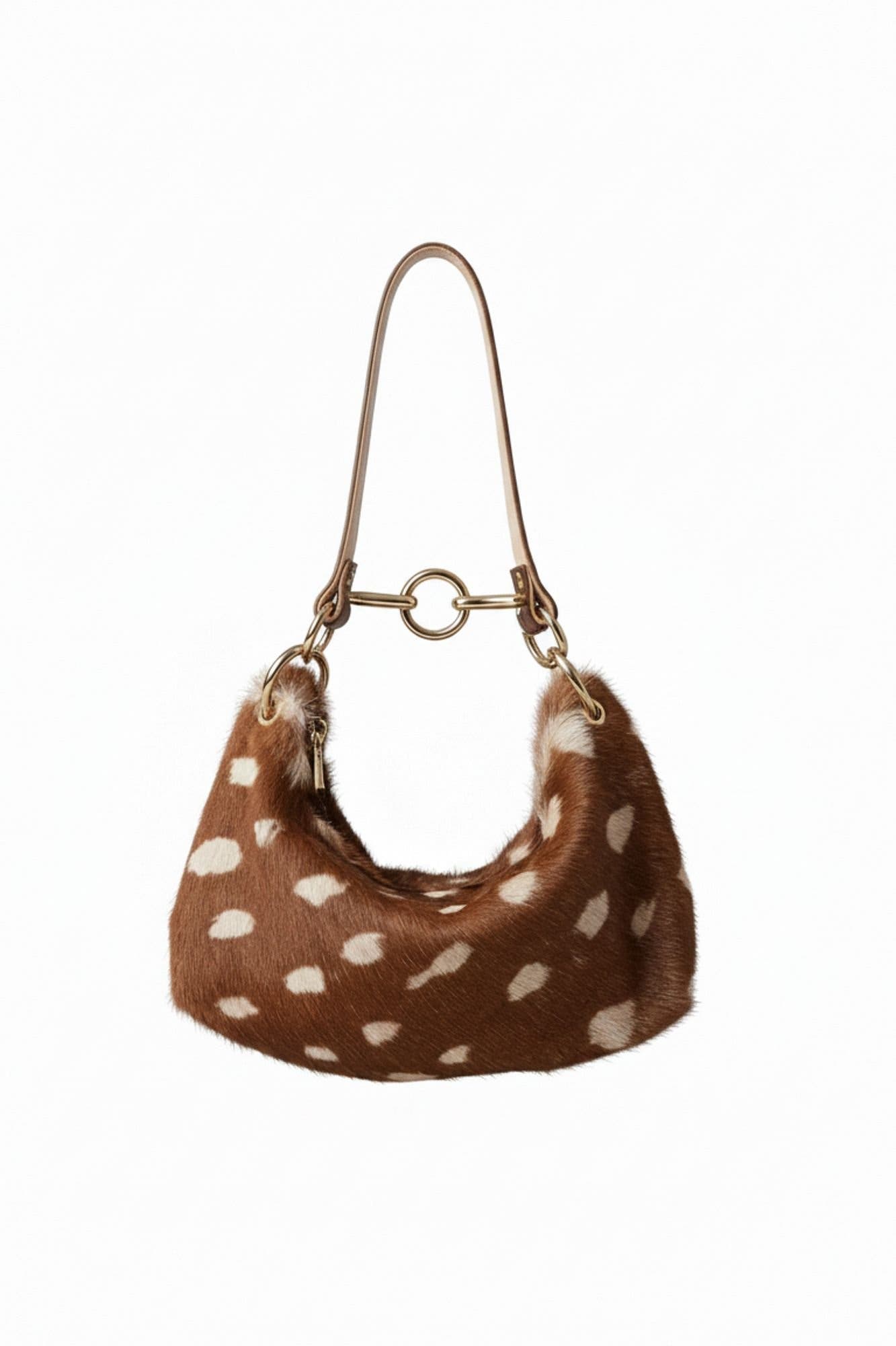 Leather Shoulder Bag, Main, color, Fawn Calf Print
