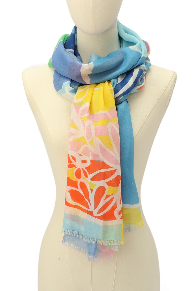 summer day oblong scarf, Alternate, color, BLUE MULTI