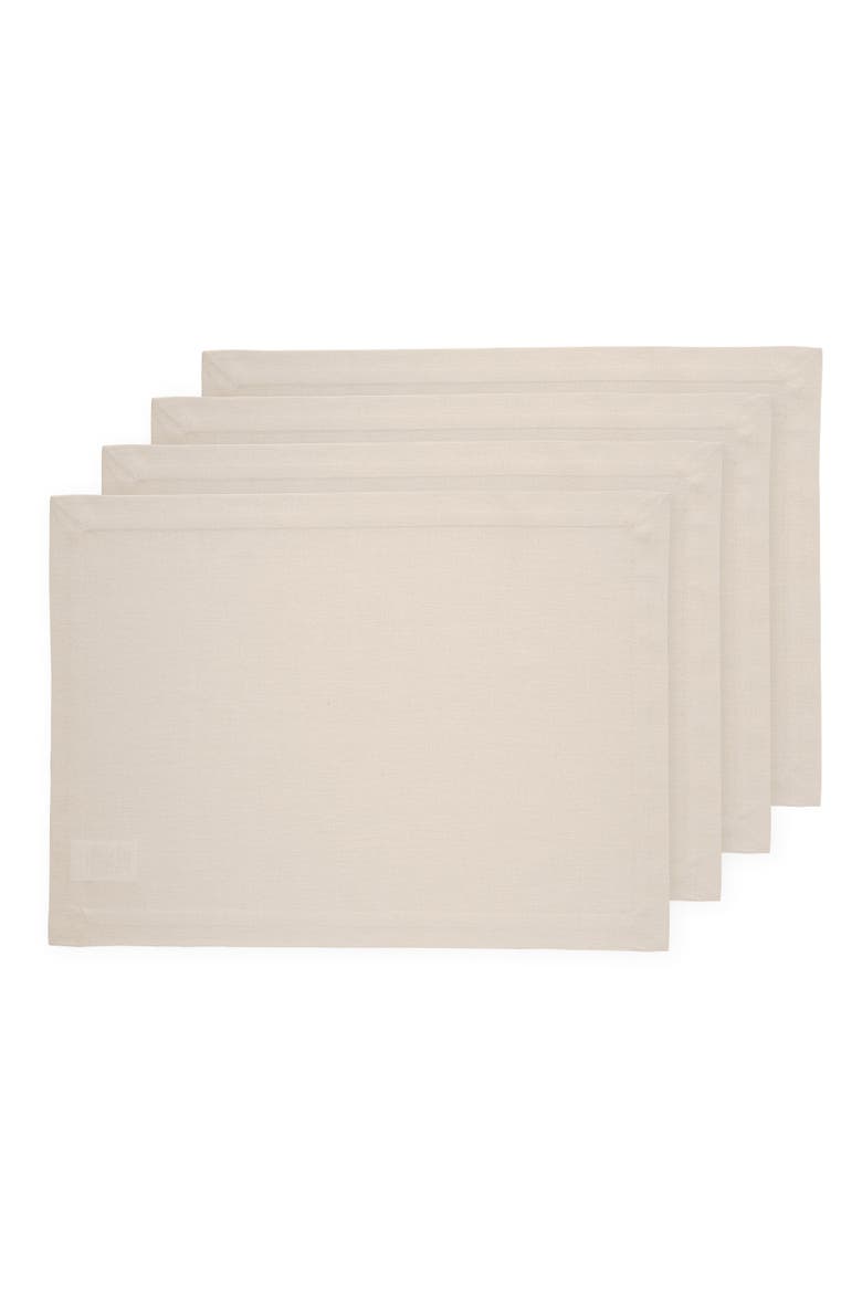 Cotton Linen Plain Placemats Set of 4, 14 x 19 Inch - Dru, Main, color, Linen