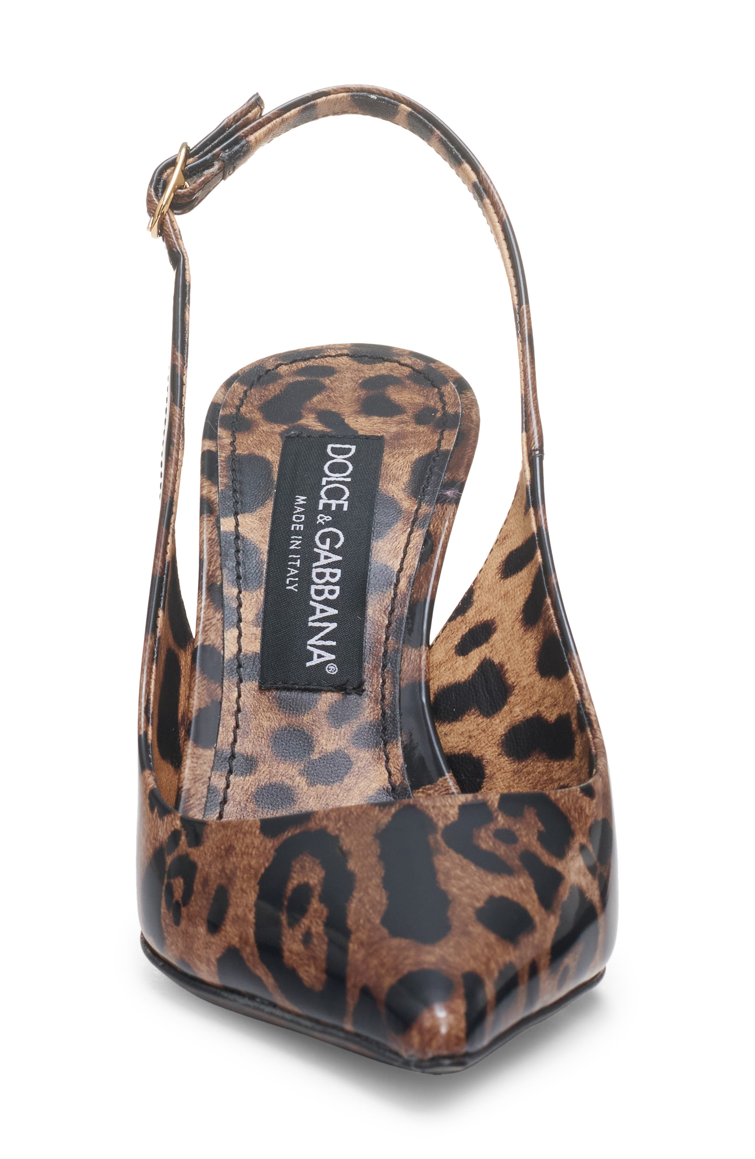Dolce&Gabbana Leopard Print Pointed Toe Slingback Pump, Alternate, color, Print Leo