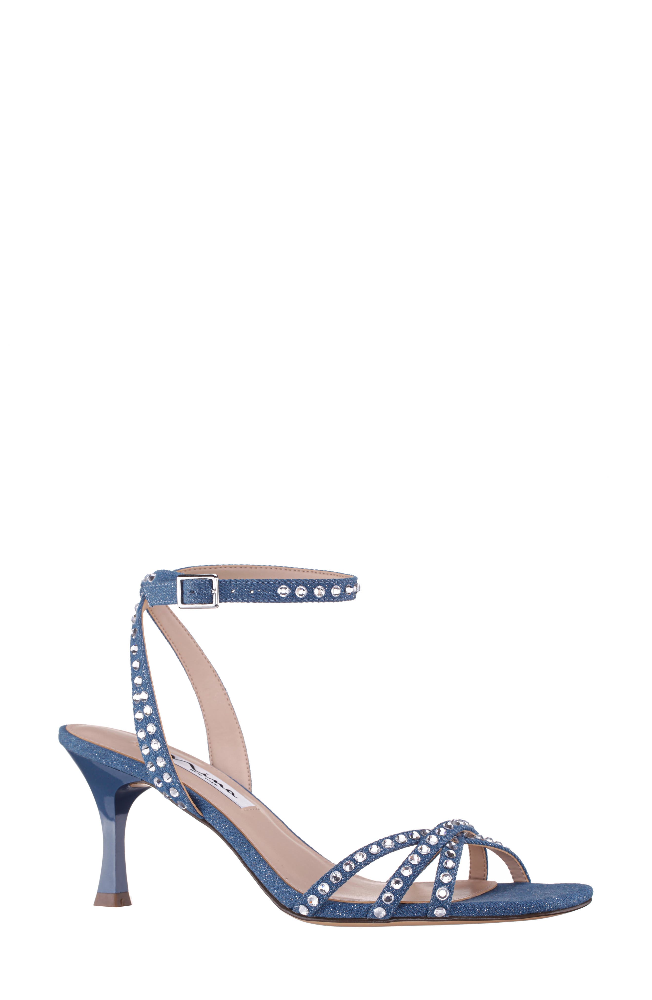 Nina Laura Ankle Strap Sandal, Main, color, Blue Denim
