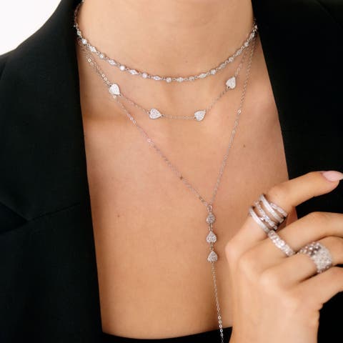 Pave Heart Lariat