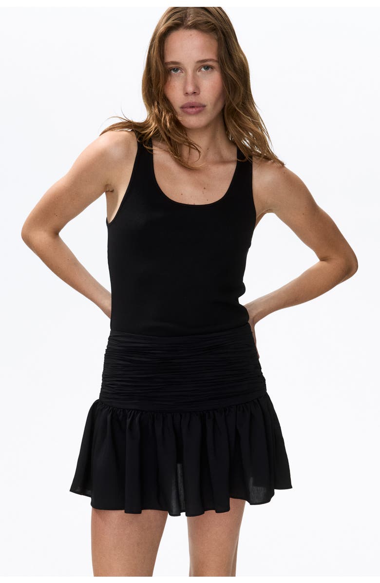 H&M Ruched-waist Mini Skirt, Alternate, color, Black