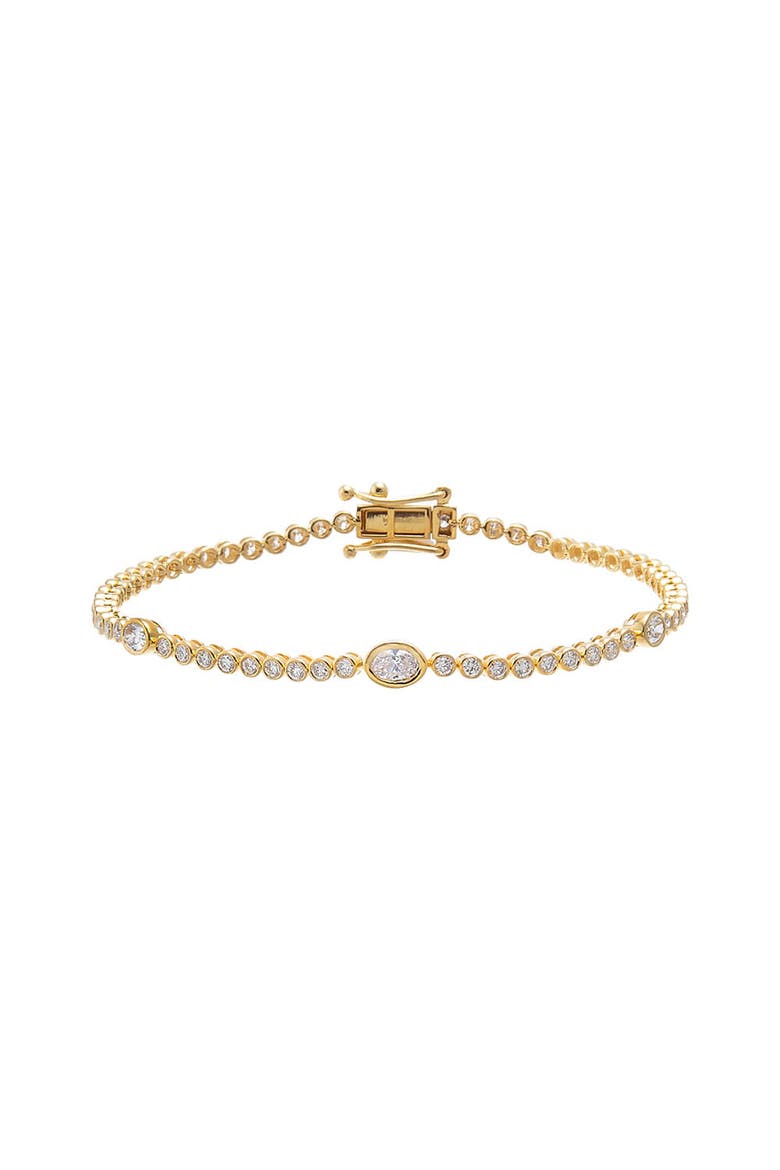 Lab Grown Diamond Bezel Multi Oval Accent Tennis Bracelet, Main, color, Gold