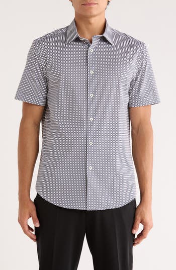 Bugatchi Miles Ooohcotton® Short Sleeve Button-up Shirt In White