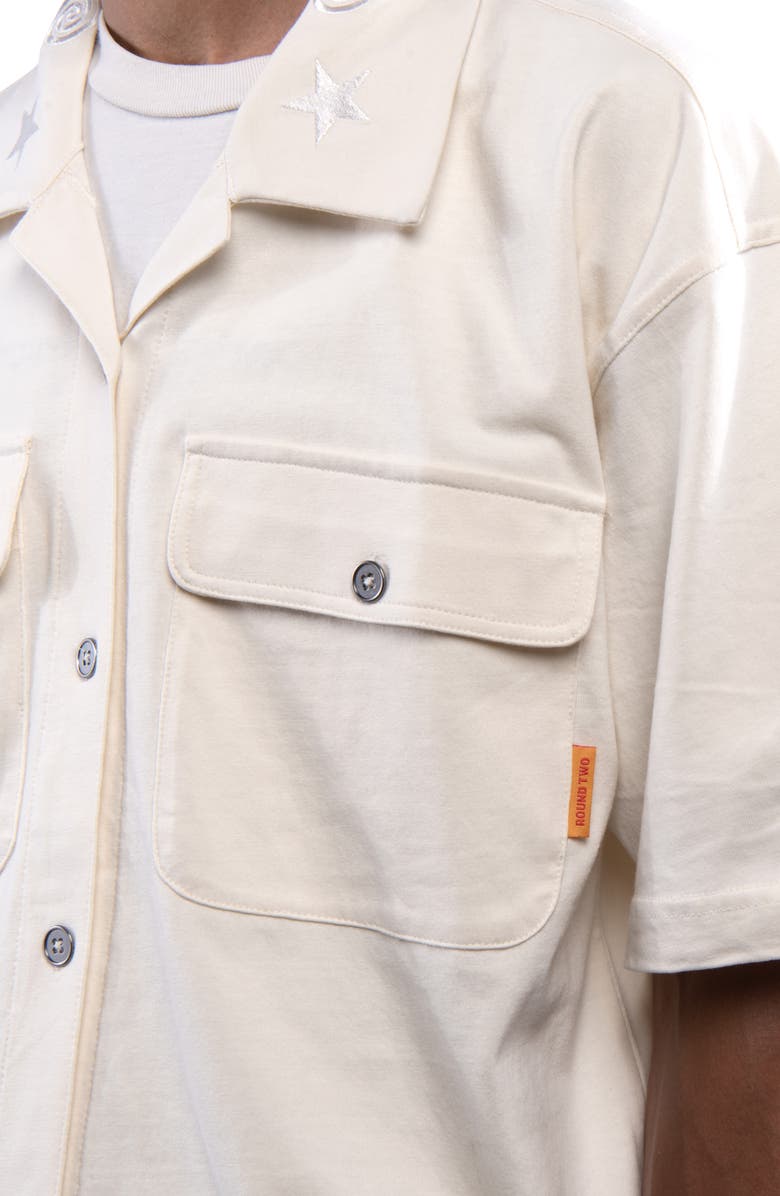 Round Two x Madison Jewelinski Ramp Embroidered Camp Shirt, Alternate, color, Natural