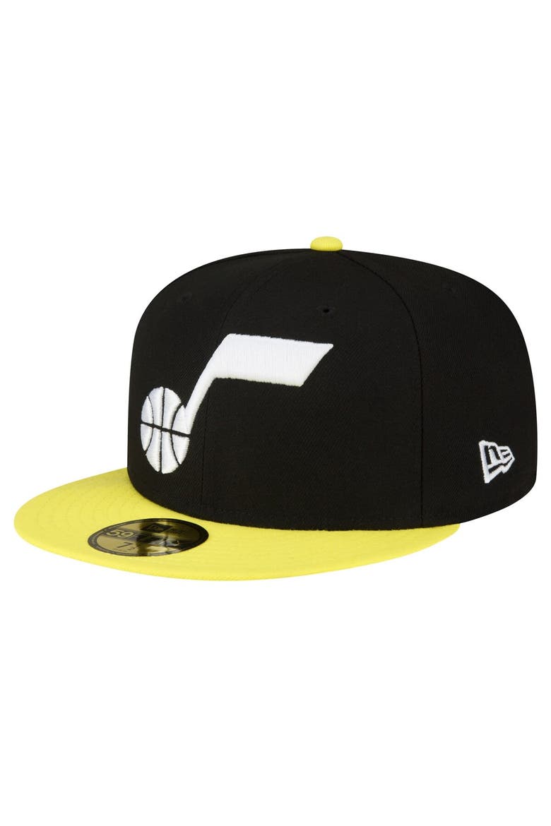 Men's New Era Black/Yellow Utah Jazz 2-Tone 59FIFTY Fitted Hat, Main, color, Black