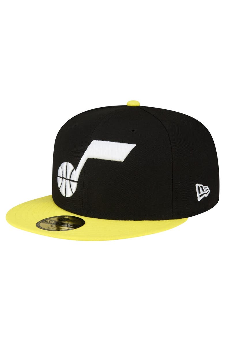 New Era Men's New Era Black/Yellow Utah Jazz 2-Tone 59FIFTY Fitted Hat, Main, color, Black