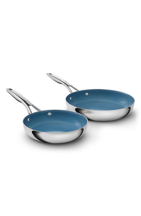 Premier 2-Piece Ceramic Nonstick Stainless Steel Fry Pan Set