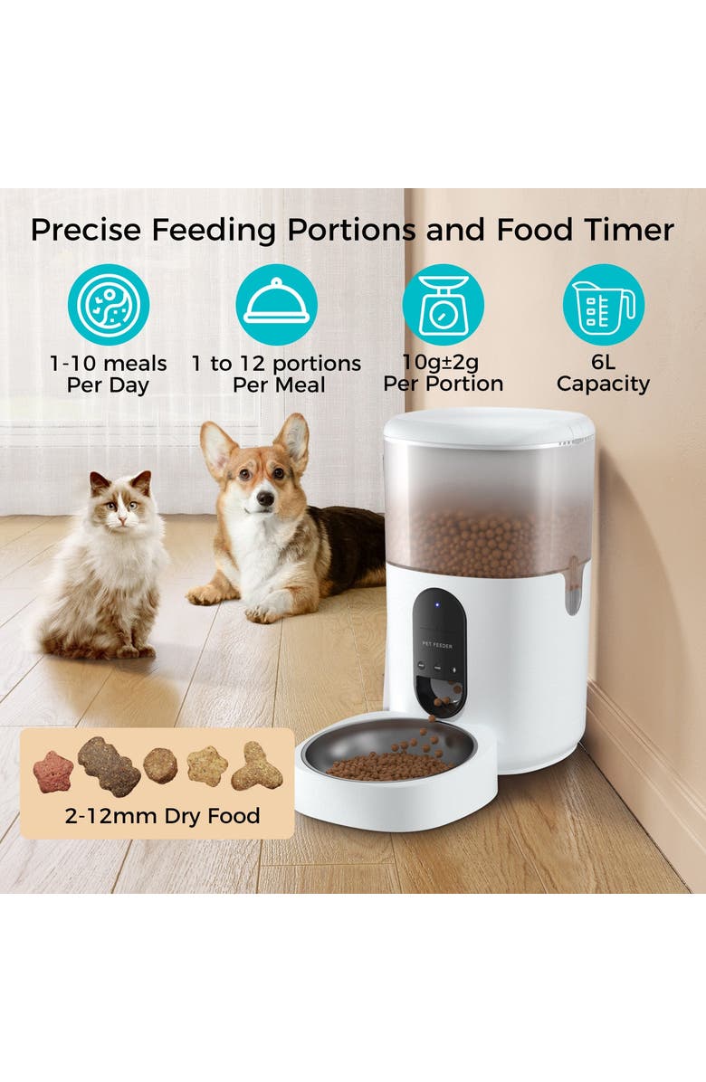 Eco4Life Smart WiFi Pet Feeder Automatic Food Dispenser, Alternate, color, White