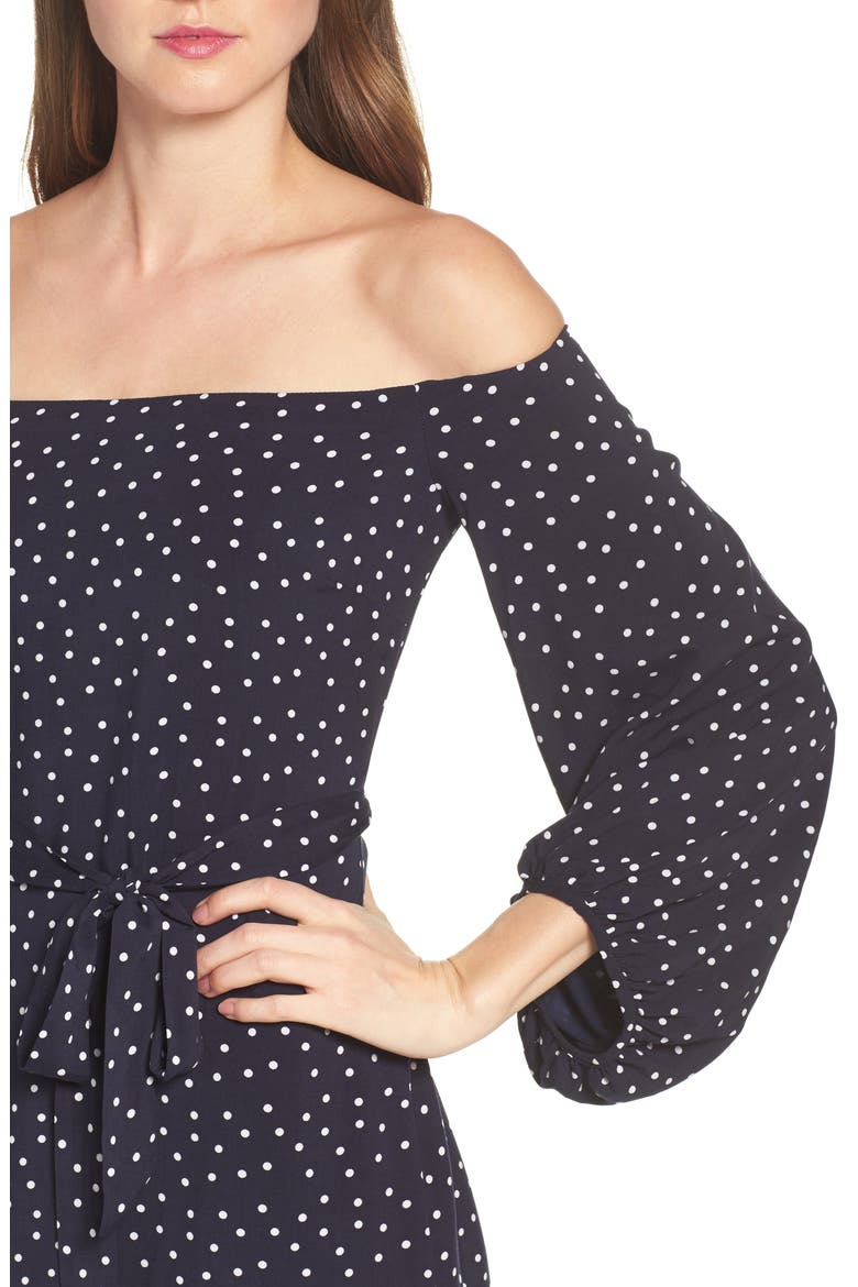 Polka Dot Off the Shoulder Dress, Alternate, color, SPOT
