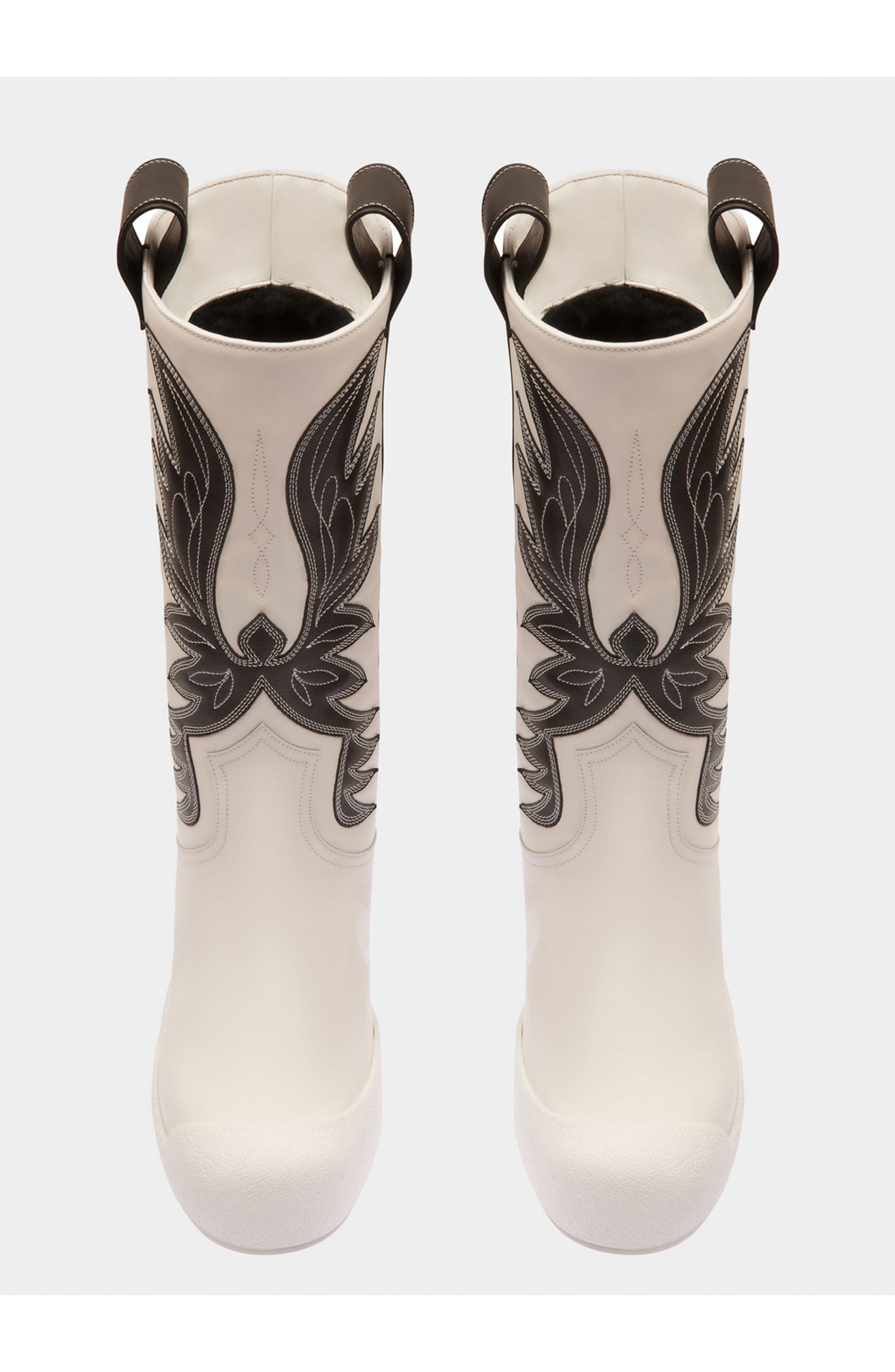 Bally Chambery Leather Long Boots, Alternate, color, White/Black